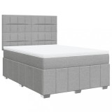 Cumpara ieftin Pat continental cu saltea, gri deschis, 160x200 cm, textil