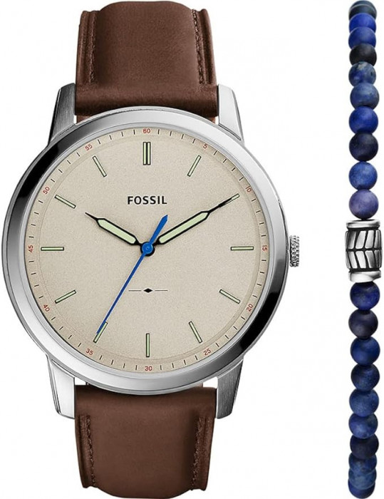 Ceas Barbati, Fossil, The Minimalist FS5966SET, Set cu Bratara - Marime universala