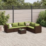 Cumpara ieftin Gossi set mobilier de gradina cu perne, 7 piese, maro, poliratan