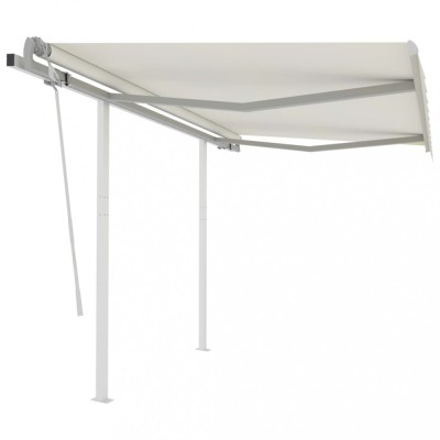 Copertină retractabilă manual cu st&amp;acirc;lpi, crem, 3,5x2,5 m foto