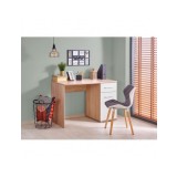 Birou HM Lima B1, cu usa si sertar, PAL melaminat lucios, 120x55x75 cm, stejar sonoma/alb