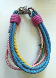 Zgardă de lux c&acirc;ini Gabi Weisner originală, piele &icirc;mpletită multicoloră, 43 cm