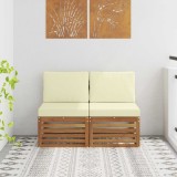 vidaXL 2 Bucată Canapea Medie pentru Exterior Lemn Solid de Acacia 900495