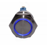 Buton prin apasare elSales ELS-PBA22, diametru 22mm, 24 Volti, lumina albastra pentru spalatorii auto,