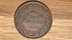 Canada - moneda de colectie - 1 cent 1911 George V bronz - an unic de batere !