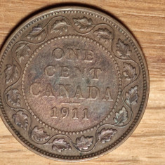 Canada - moneda de colectie - 1 cent 1911 George V bronz - an unic de batere !