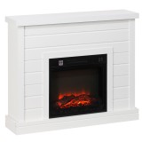 HOMCOM Șemineu Electric cu Efect de Flacără 3D, Oprire Automată, &Icirc;ncălzire Reglabilă și Temporizator, 96,5x22x81,7 cm, Alb | Aosom Romania