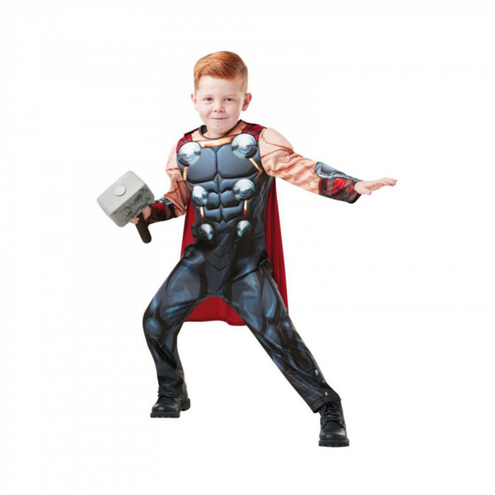 Costum cu muschi Thor pentru baieti - Avangers 128 cm 7-8 ani