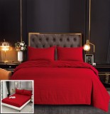 Cumpara ieftin Lenjerie Damasc Pino Dx006, Damasc, 4 Piese, Cu Elastic, Rosu