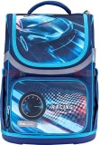Ghiozdan neechipat Mini, Dimensiune 36x26x16 Cm, Motiv Race Blue + Cadou, Herlitz