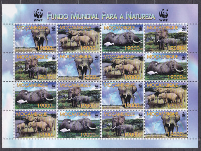 DB1 Fauna Mozambic WWF Elefanti MS MNH foto