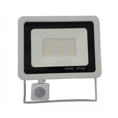 Proiector slim LED , 50 W , 220 V , senzor de lumina si miscare , alb foto