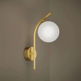 Aplica de perete, dulie E14, 1 glob alb, 230V, auriu