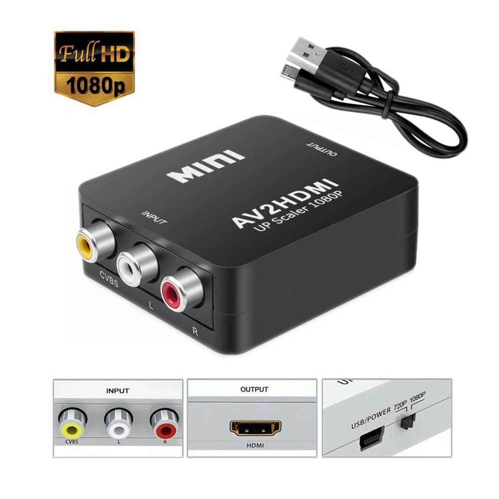 Adaptor AV la HDMI, Active, Full HD, convertor 3 x RCA analog la hdmi