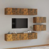 VidaXL Set dulapuri TV, 6 piese, stejar fumuriu, lemn prelucrat