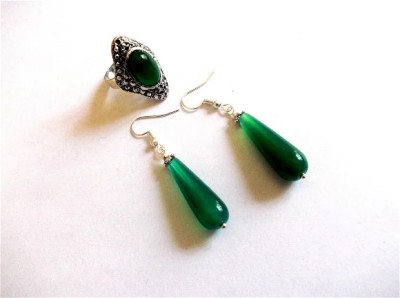 Set agate verzi, set inel si cercei 41506 foto