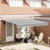 Copertina Retractabila vidaXL 4x3m Antracit/Alb Aluminiu, Protectie UV, Montare Perete, Terasa/Gradina