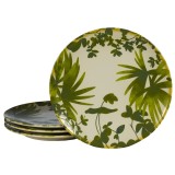Set 4 farfurii desert, 20 cm, Hawaii, Crem deschis cu frunze verzi
