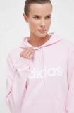 Cumpara ieftin Adidas hanorac de bumbac femei, culoarea roz, cu glugă, cu imprimeu IL3343