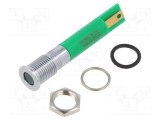 Lampă LED plată verde &Oslash;8mm IP67 Q8 APEM