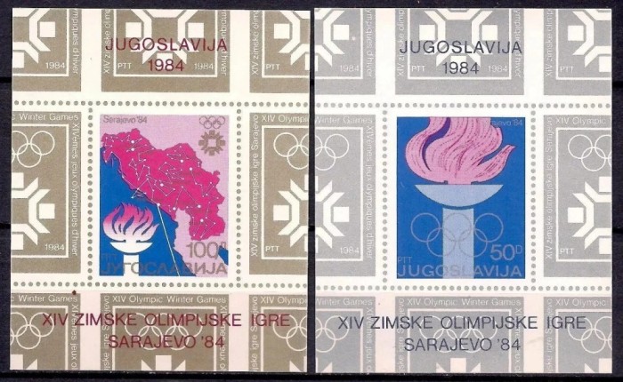 Iugoslavia 1984 - Jocurile Olimpice Sarajevo, set colite neuzate