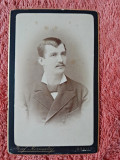 Fotografie tip CDV, barbat cu mustata, 1889