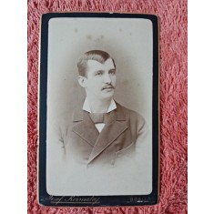 Fotografie tip CDV, barbat cu mustata, 1889