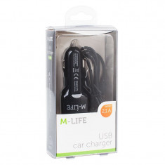 Incarcator auto Lightning + USB M-Life, 2100 mA