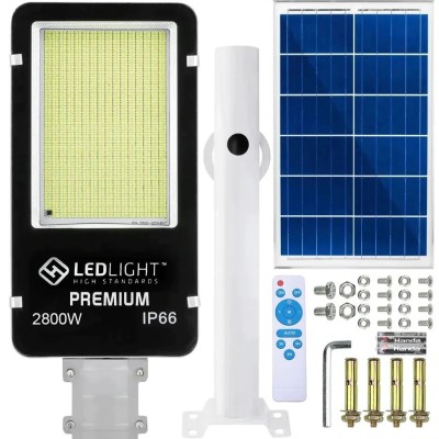 Lampa solara, putere 2800 W, 1014 LED-uri, suport pentru perete, stalp, complet rezistenta la fenomene meteo (protectie IP66), telecomanda inclusa, ne foto