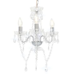 Candelabru cu mărgele, argintiu, rotund, 3 becuri E14 foto