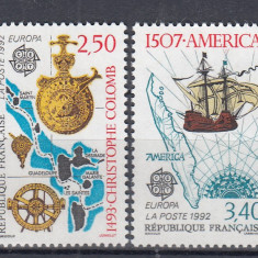 FRANTA 1992 EUROPA CEPT CRISTOFOR COLUMB DESCOPERIRE AMERICII SERIE MNH