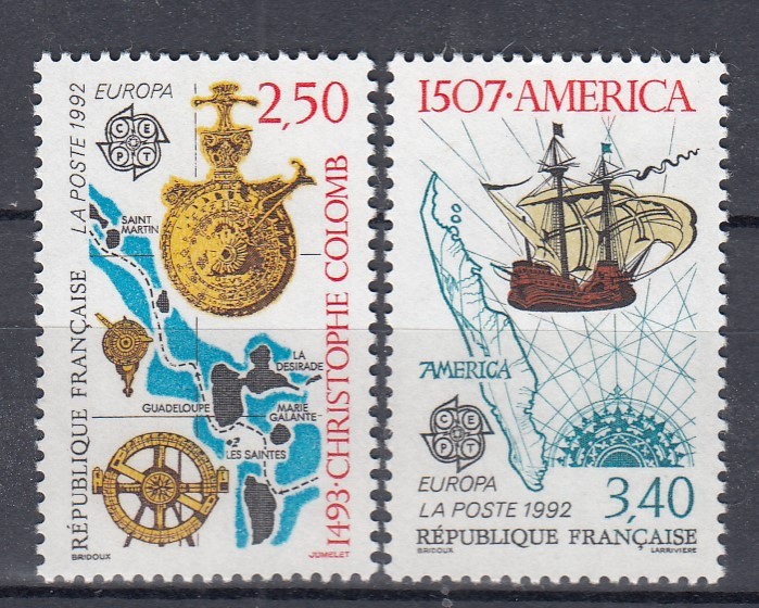 FRANTA 1992 EUROPA CEPT CRISTOFOR COLUMB DESCOPERIRE AMERICII SERIE MNH