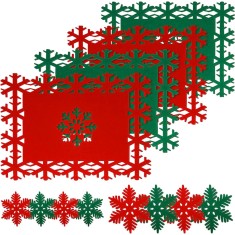 Set 12 servete pentru masa si suporturi de pahare/tacamuri, flippy, 4 servete 25x35 cm, 4 suporturi de 13x15 cm, 4 suporturi de 9.3x10.5 cm, verde-ros