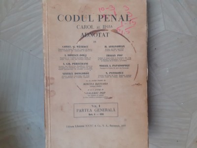 CODUL PENAL CAROL AL 2 LEA VOL.1-1937 d1. foto