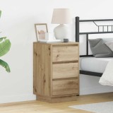 VidaXL Noptieră cu LED Artisan Oak 39x34.5x65 cm Lemn prelucrat