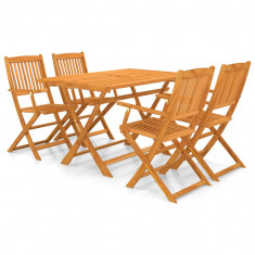 Set mobilier de exterior pliabil, 5 piese, lemn masiv de acacia