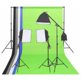 Kit de iluminat pentru studio foto cu fundaluri si reflector GartenMobel Dekor, vidaXL