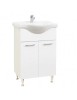 Baza si lavoar ceramic GN1531, mobilier baie stativ 60 cm, front MDF, 2 usi, balamale soft close, picioare cromate reglabile, alb