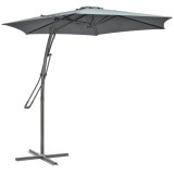 Outsunny Umbrelă cu braț lateral &Oslash;293cm umbrelă de soare cu levier lateral, bază &icirc;n cruce, protecție la v&acirc;nt, rezistentă la apă Gri &icirc;nchis | Aosom Rom