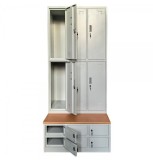 Vestiar metalic Premium Asamblat 12 usi (6 usi imbracaminte + 6 usi incaltaminte) SI BANCUTA, 900x800x2156 mm (LxlxH), PLUS