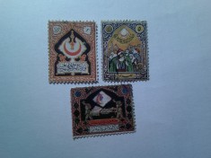 Serie mica Turcia 1926 Semiluna Rosie , 3 val. stampilate , val. 5pa cu pliu