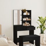 Gossi masa de toaleta cu oglinda, negru, 74,5x40x141 cm