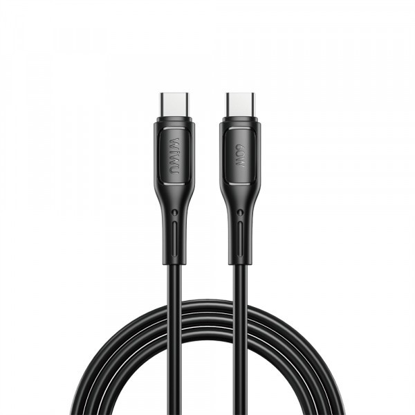 Cablu Date si Incarcare USB-C - USB-C WiWu Wi-C043E Starlink, 60W, 1m, Negru
