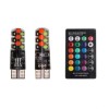 Set 2 Becuri LED Auto Pozitie T10 RGB Colorate cu Telecomanda 12V, Efecte Stroboscop Flash Fade