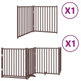Cumpara ieftin Poarta caini pliabila cu usa 6 panouri maro, 480 cm, lemn plop