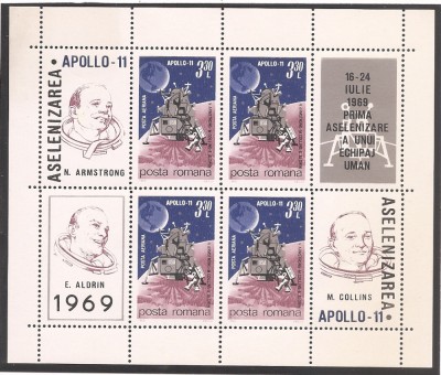Romania1969, LP 704a - APOLLO 11, bloc de 4, MNH foto