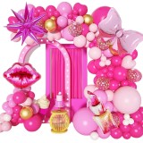 Set arcada baloane decorative Printesa Barbie 184 piese, aranjament pentru petrecere, calitate latex Extra, Roz