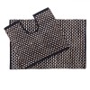 Set 2 Covorașe Baie Negru Bej 80x50cm + 50x45cm, Bumbac Poliester, Model Modern, Antialunecare