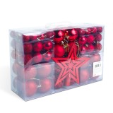 Cumpara ieftin Set 100 Decoratiuni pentru Bradul de Craciun, Globuri cu Diametru de 3-6 cm si Varf Stea, Culoare Rosu