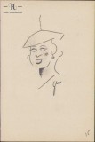 163S Caricatură femeie, anii 1930, Geo Dumitrescu, semnată